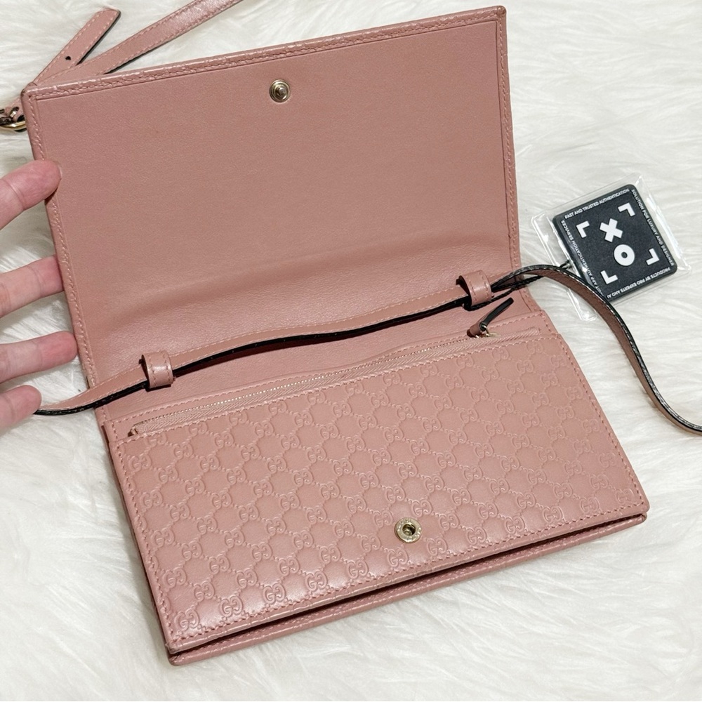 Gucci Micro GG Guccissima Pink Leather Crossbody / Wallet (GUC) - Picture 12 of 16